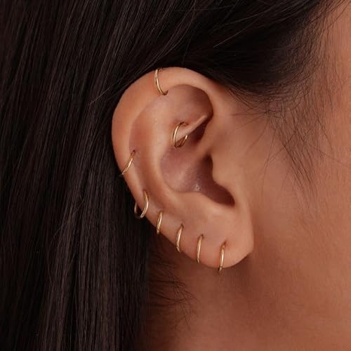 Small Gold Hoop Earrings for Women: 14K Gold Huggie Hoop Earrings