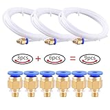 AIKEER Teflon Tube, 3Pcs PTFE Teflon Tube (2 Meters) with 6Pcs PC4-M6 Fittings for 3D Printer 1.75mm Filament (2.0mm ID/4.0mm OD)