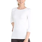 NIKIBIKI Women Seamless 3/4 Sleeve Crew Neck Top, Made in U.S.A, One Size