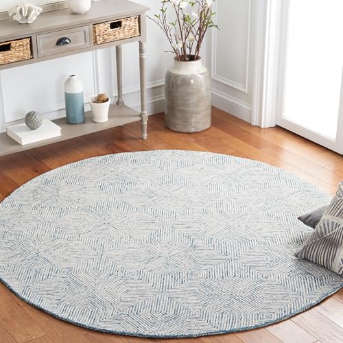 SAFAVIEH Abstract Collection Round Rug - 6' Round, Blue & Ivory, Transitional D…