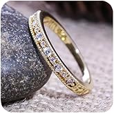 The Budsea 14K Gold Plated CZ Simulated Diamond Stackable Ring Eternity Bands for Women Dainty Stacking Wedding Engagement Statement Rings for Women