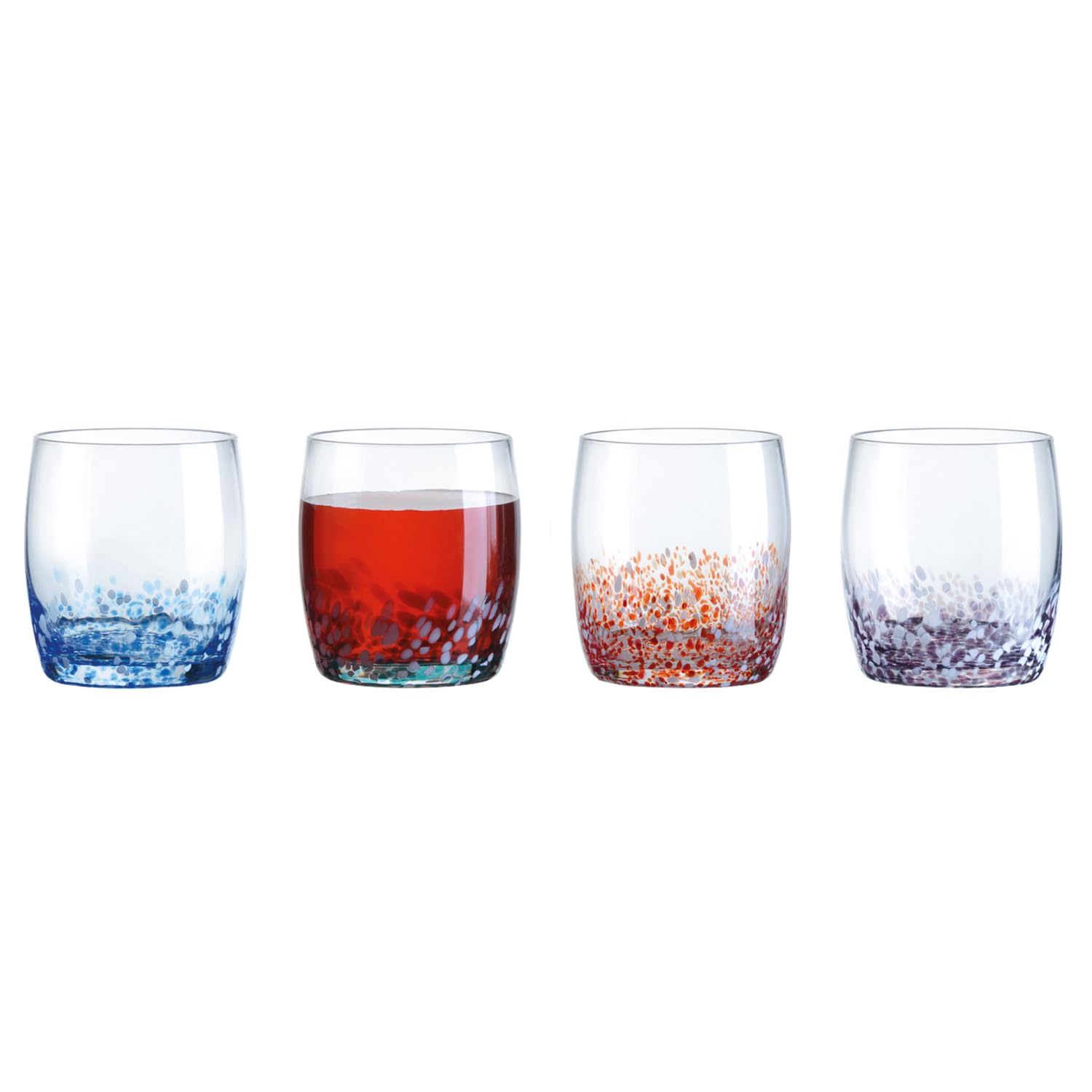 Anton Studio Designs Speckle Handmade DOF Tumblers for Whiskey, Spirits or Water - 350 ml - Multi-Coloured - Set of 4 Elegant Glasses