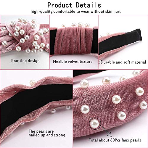 Headbands for Women Pearl Headbands - 3PCS Twisted Faux Pearl Velvet Headband Elegant Bling Hair Clip Hairpins Headwear Barrette Styling Tools Accessories