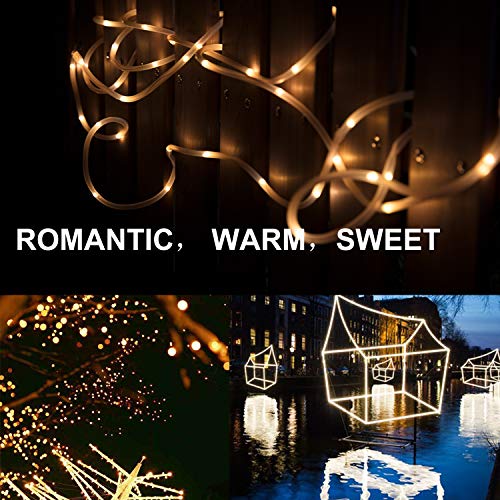 2 Pack Solar Rope Lights Outdoor LED String Lights Decorative Lights for Garden Patio Party Yard Warm White 23FTx2