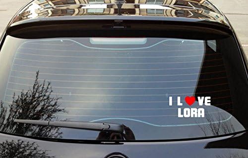 I LOVE LORA Boy Girl First Name Vinyl Decal Bumper Window Sticker 8" x 3"