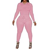 HBQ Womens 2 Piece Outfits Tracksuits Long Sleeve Tunic Tops Bodycon High Waist Leggings Pants