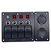 Amarine-made-4-Gang-Red-LED-Indicators-Rocker-Circuit-Breaker-Waterproof-Marine-Boat-Rv-Switch-Panel-Combined-with-Dual-USB-12v-Power-Adapter-Panel-PN-CB4-R-CB1S1S2