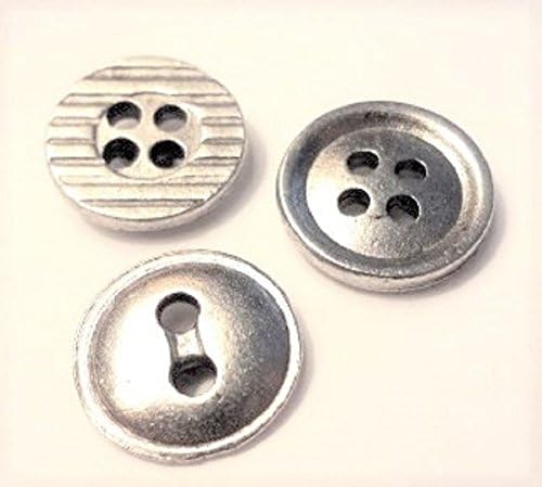 9PC SET "BUTTONS" PUSHPINS PEWTER WITH BRASS NAIL , MADE IN THE USA