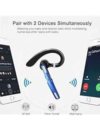 Auriculares Bluetooth Comedion inalámbricos Bluetooth V4.1 manos libres auriculares con micrófono estéreo de cancelación de ruido, compatible con iPhone Android teléfonos móviles de conducción negocio oficina (azul)