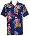 Hawaiian Shirts Mens Parrot Printed Beach Casual Aloha Party Blue XL