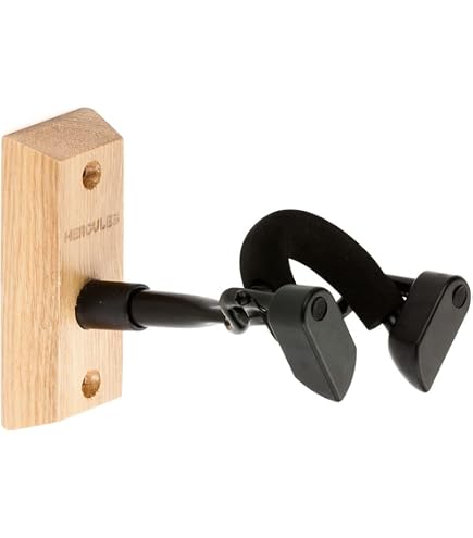 Support Mural Guitare Hercules GSP38WBK - Base Bois Noir - Système AGS Anti-Chute