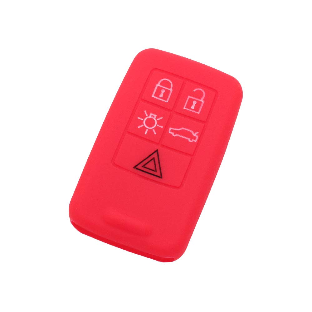 BROVACS Silicone Cover Protector Case Holder Skin Jacket Compatible with VOLVO 5 Button Smart Remote Key Fob CV9780 Red — image 1