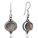 925 Sterling Silver Labradorite Gemstone Indian Inspired Vintage Oval Dangle Hook Earrings 1.5