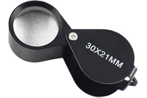 iKKEGOL Pocket Jewelry Loupe 30x 21mm Foldable Magnifying Jewelers Eye Glass Magnifier, Metal Body Black with Box