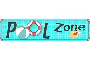 JACEVOO Pool Zone Tin Sign Vintage Rustic Decor Home Pool Tropical Beach Patio Wall Decoration Pool Metal Street Sign 4x16 Inch