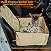 ICODE Dog Bucket Seat Cover, 2 in 1 Car Front Seat Cover with Nonslip Backing and Waterproof Fabric for All Cars, Trucks & SUVs -Khaki