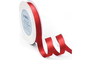 KMER LIFE 5/8 inch x 50 Yards Double Faced Polyester Red Satin Ribbon, Perfect for Gift Wrapping Very Suitable for Weddings Party Hair Bow Invitation Decorations and More
