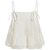 SOLY HUX Women's Spaghetti Strap Bow Tie Flowy Camisole Sleeveless Boho Crop Cami Tops Vacation Outfits