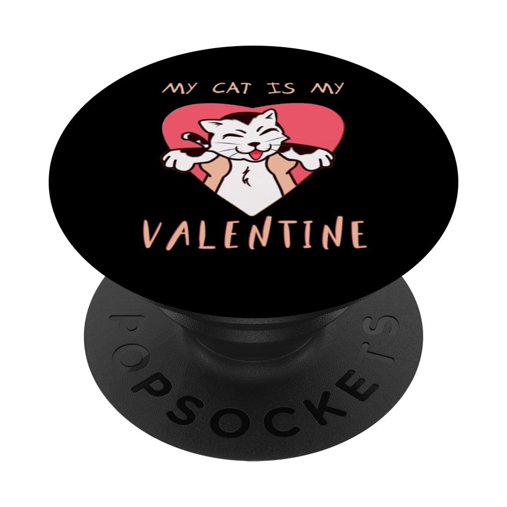 Cat With Heart My Cat Is My Valentine PopSockets Swappable PopGrip