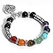 MILAKOO 2 Pcs 8MM/10MM Beads Yoga Reiki Healing Bracelet 7 Chakra Beads Hollow Heart Charm Bracelet