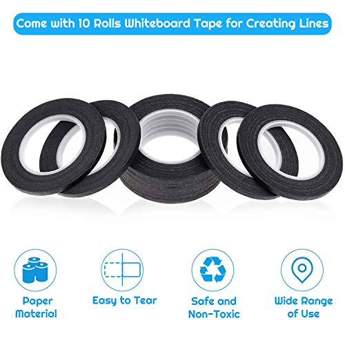 Whiteboard Tape, Shynek 10 Rolls 1/8 Thin Art Tape Dry Erase Chart Tape Pinstriping Electrical Tape White Board Tape Lines - Thumbnail 2