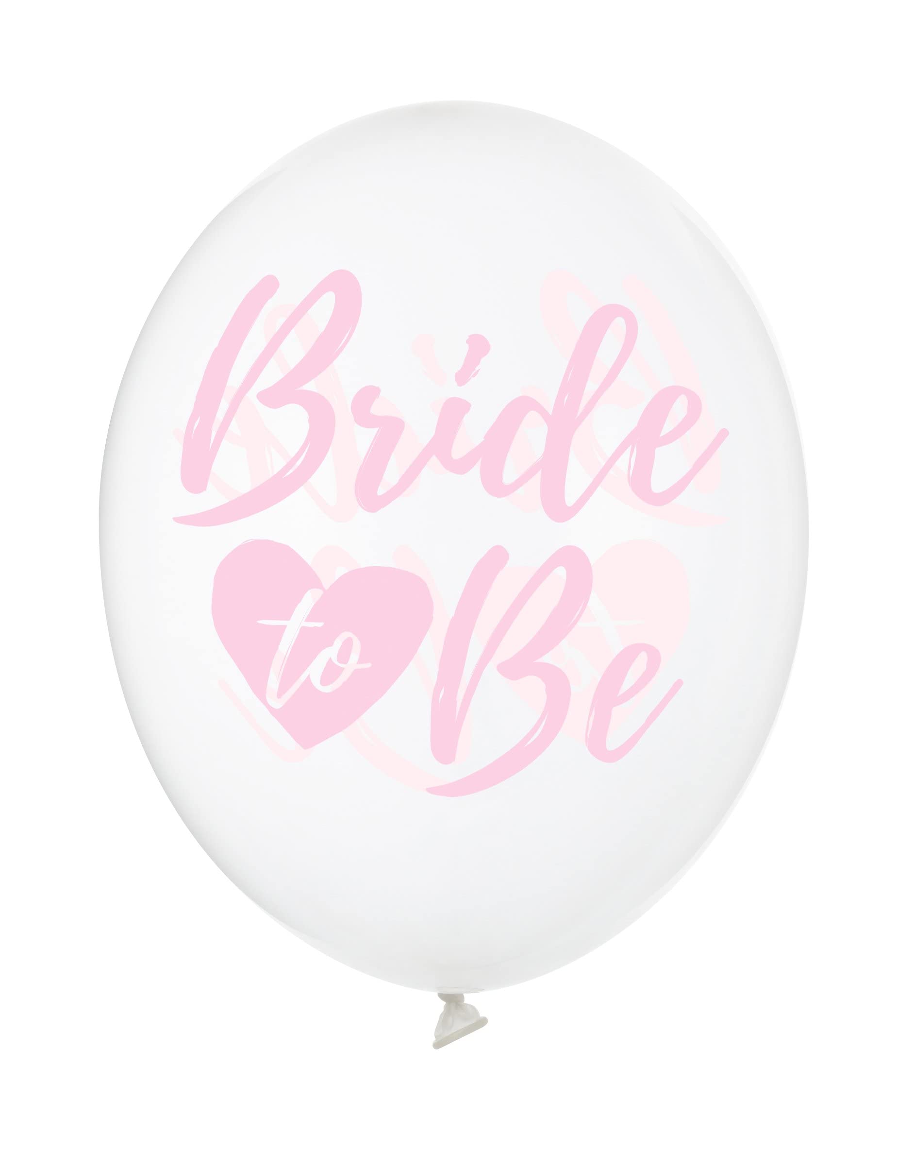 PartyDeco 6 x Bride to Be Transparent Balloons Pink 30 cm