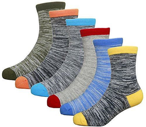 Hzcojulo (Hzcodelo) Little Kids Boys Fashion Cotton Crew Socks -BA-6 Pairs,S/Shoe size 7-10.5/2-4Years