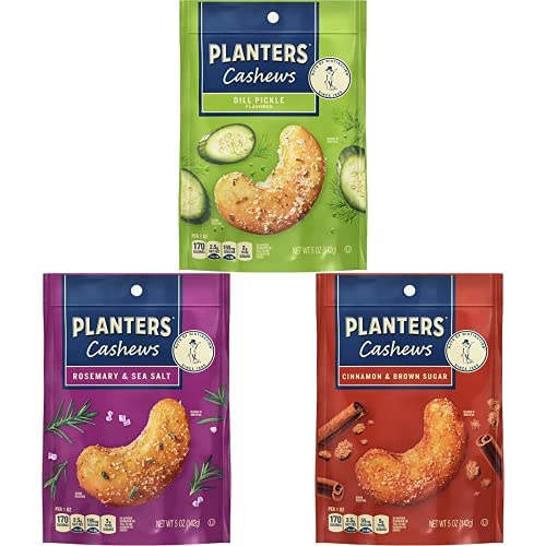 Bundle of PLANTERS Cashews Dill Pickle Flavored, 5 oz. + PLANTERS Cashews Rosemary & Sea Salt