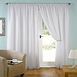 John Aird Pair White Lined Tape Top Voile Curtains (45" wide x 54" drop)