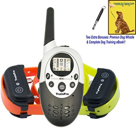 TrainPro M86 Dual 1100 Yard Shock Collars for Dog Training. Improve Behavior or! SAFETY Control with 8 Adjustable Levels. Great for OPEN FIELD Adventures. Guaranteed for Bark Control!