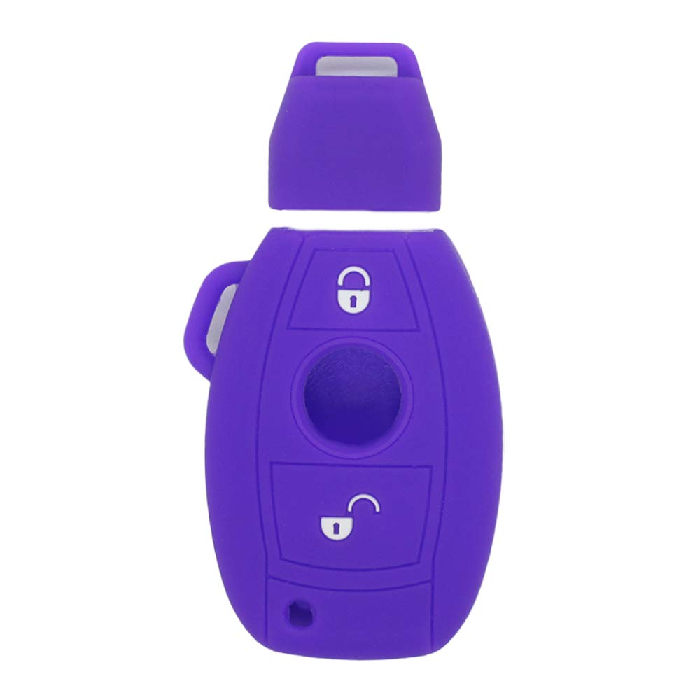 BROVACS Silicone Cover Protector Case Holder Skin Jacket Compatible with MERCEDES BENZ 2 Button Smart Remote Key Fob CV4955 Deep Purple