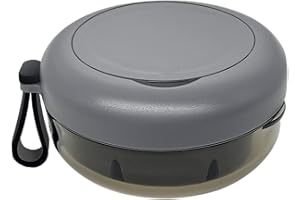 CHAOYUN Denture Case, Portable Denture Bath Case, No-Leak Denture Bath Box with Strainer & Mirror (Grey)