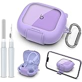 Protective Cover for Beats Powerbeats Pro 2 Case with Secure Lock & Phone Stand, Shockpoof Protection Clear Case Compatible with Beats Powerbeats Pro2 Earbuds with Cleaner Kit & Keychain (Purple)