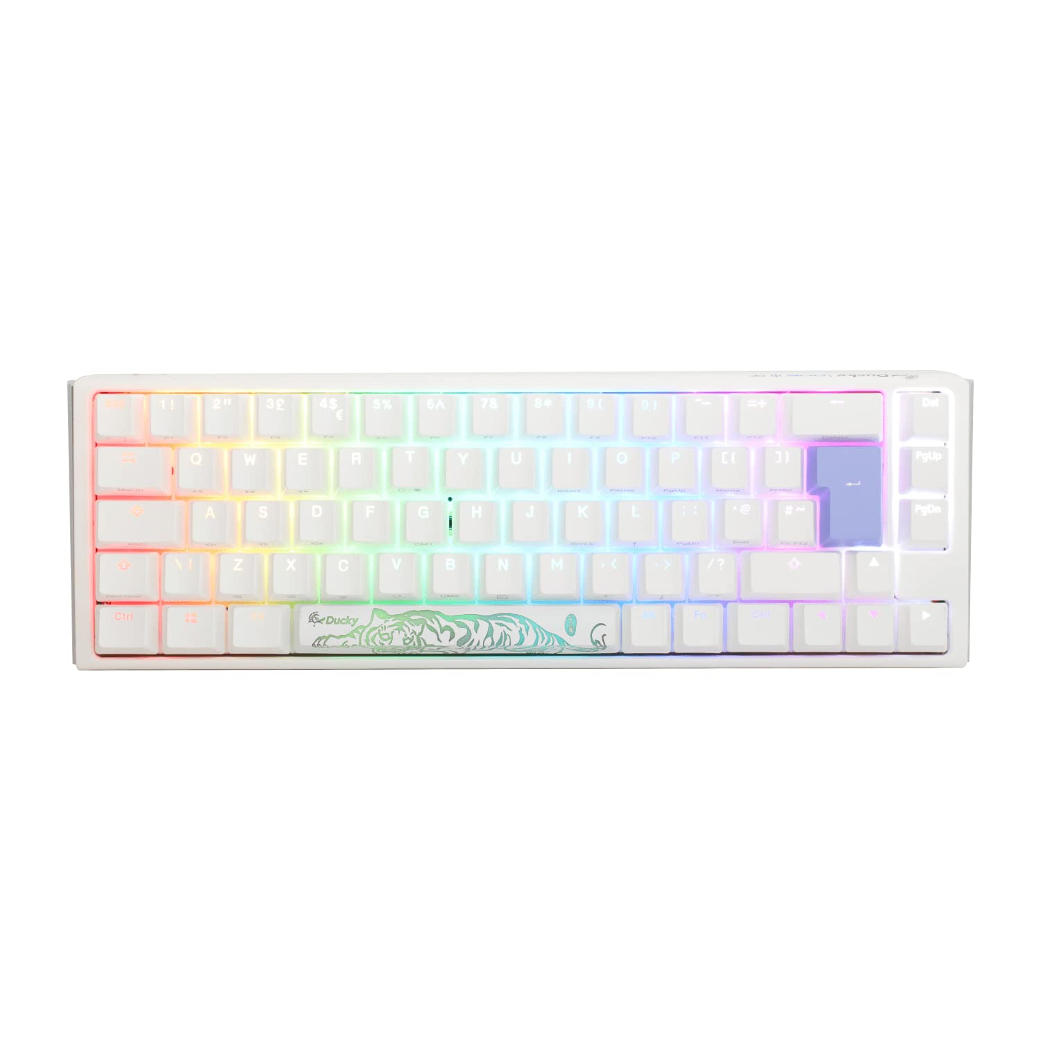 Ducky One3 Pure White SF RGB Brown Cherry MX Switch Keyboard - UK Layout