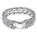Sand Blast Bracelet Cuban Chain Bling Links Hip Hop Silver Tone Heavy 18 MM Wide Mens 8.5