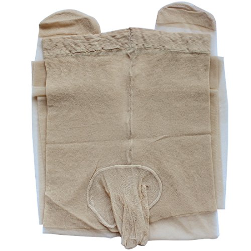 TiaoBug Mens Lingerie Footed Stockings Pantyhose With Sheath Pouch (Nude, One Size)