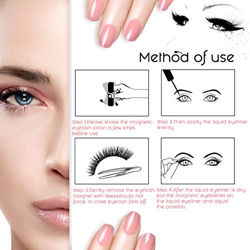 Magnetic Eyelashes with Magnetic Eyeliner, Wolady 2 Pair 3D Natural Look False Eyelashes, Waterproof No Glue Reusable 5 Magnet Fake Lashes with Applicator Tweezers - Thumbnail 4
