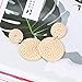 Weave Straw Double Disc Drop Earrings Boho Rattan Dangle Statement Earrings (rattan disk light)