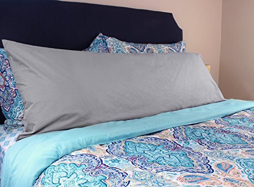 100% Cotton Body Pillow Case Cover (True Gray); 20 x 54 Inches