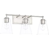 Capital Lighting 121731BN-431 Murphy Clear Glass Bath Vanity Wall Mount, 3-Light 300 Total Watts, 10" H x 24" W, Brushed Nick