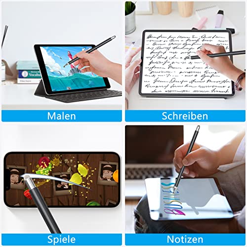 Tablet Pen for All Tablets, 2 in 1 Stylus Pen, SENKUTA Touchscreen Pen for All Tablets/Mobile Phones, Apple iPad, iPhone, Samsung, Surface, Lenovo, Chromebook, Huawei Android iOS. Black