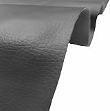 A-Express Grained Faux Leather Fabric 0.8mm Waterproof Dark Grey 50cmx140cm view 2
