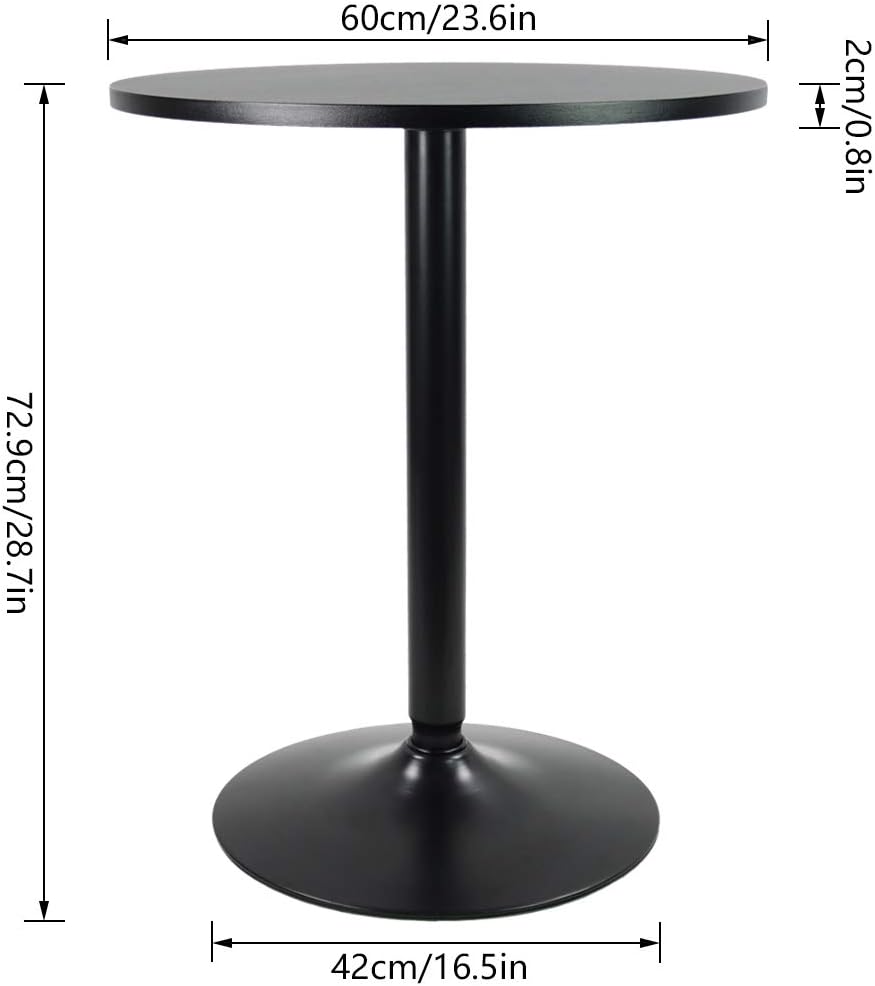KKTONER Round Bar Table 23.6-Inch Top for Cocktail Bar Pub Dining Bistro (28.7H, Black): Kitchen & Dining