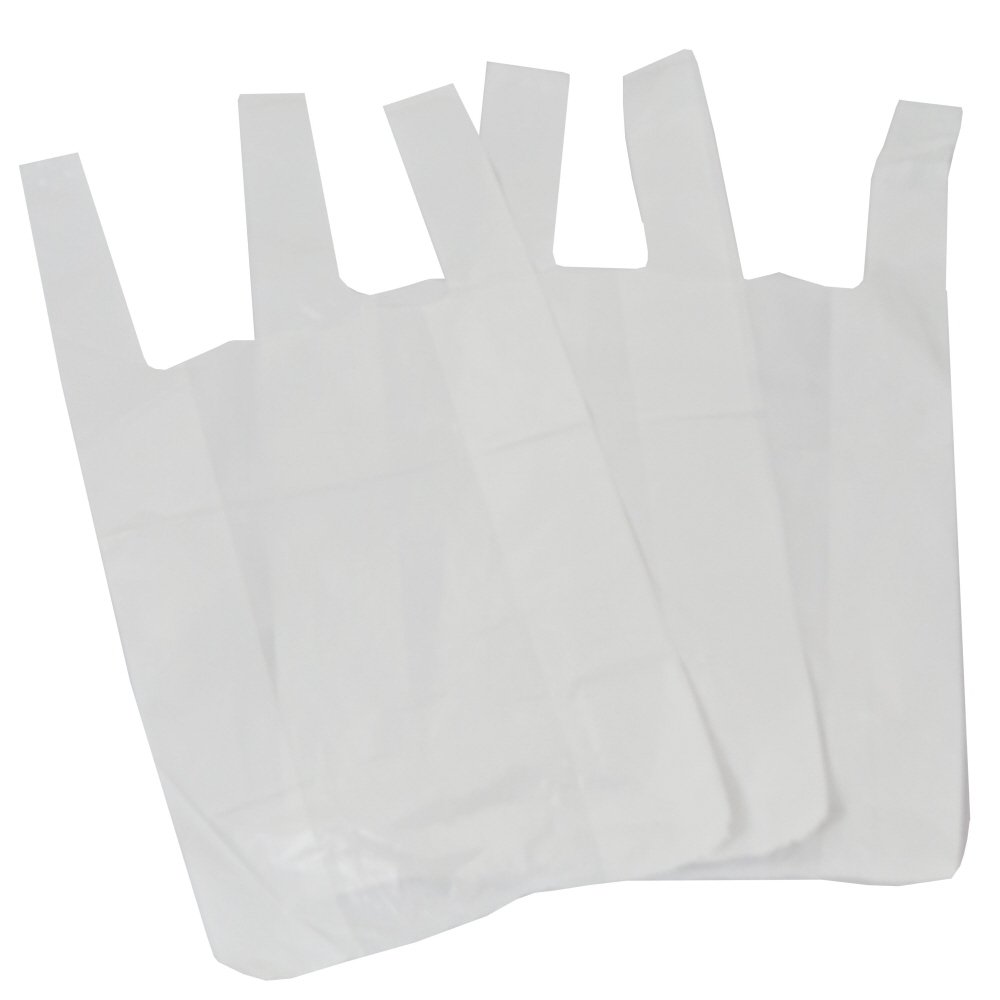 UKPS 100 Small White Plastic Polythene Vest Style Carrier Bags - Size 10 x 15 x 18 Shopping Gift Boutique Supermarket Cash N Carry Market Stall