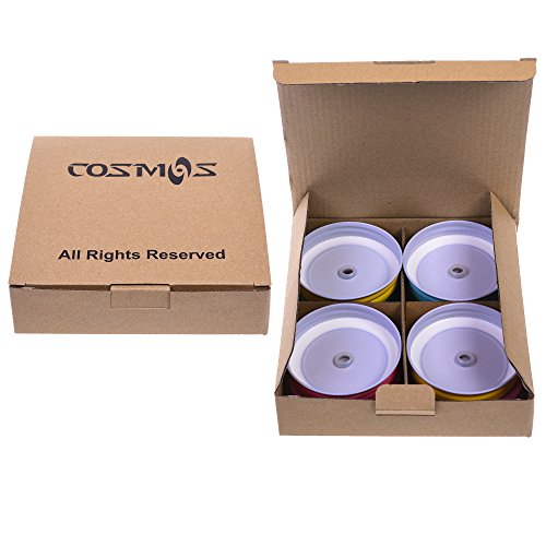 COSMOS 4 Colors Metal Decorative Regular Mouth Mason Jar Lids with Straw Hole, Pack of 8 Pieces 4 COSMOS 4 Colors Metal Decorative Regular Mouth Mason Jar Lids with Straw Hole, Pack of 8 Pieces - Image 5