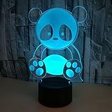 Optical Illusion 3D Panda Night Light 7 Colors Changing USB Power Touch Switch Decor Lamp LED Table Desk Lamp Brithday Children Kids Christmas Xmas Gift