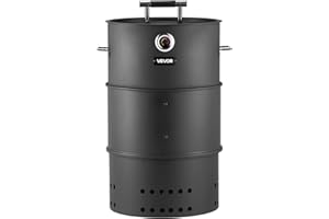VEVOR Charcoal Smoker Grill, 18.5" Barrel Charcoal BBQ Smoker, Coated Steel Outdoor Barbecue Grill with 2 Grilling Grates, 1 