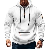 TAFLE Men's Fleece Hoodie Sweatshirts Workout Athletic Hoodies Long Sleeve Quarter Zip Pullover Sweatshirt with Kanga Pockets