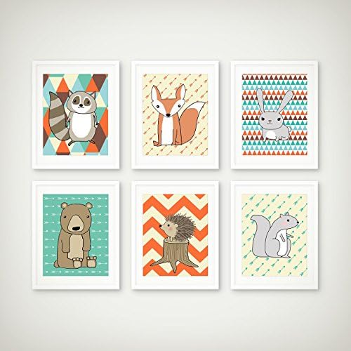 Woodland Tribal Art Print Set of 6 - Woodland Nursery Art Print - Wall Art - Children's Wall Art