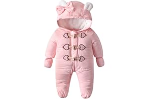 flower frail Baby Winter Snowsuit Warm Hooded Coat Onesie Romper Jumpsuit with Footed Gloves for Boys Girls 3-24 Months